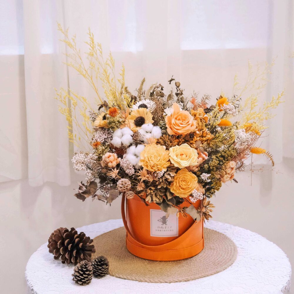 艾瑪橘 永生花盆花