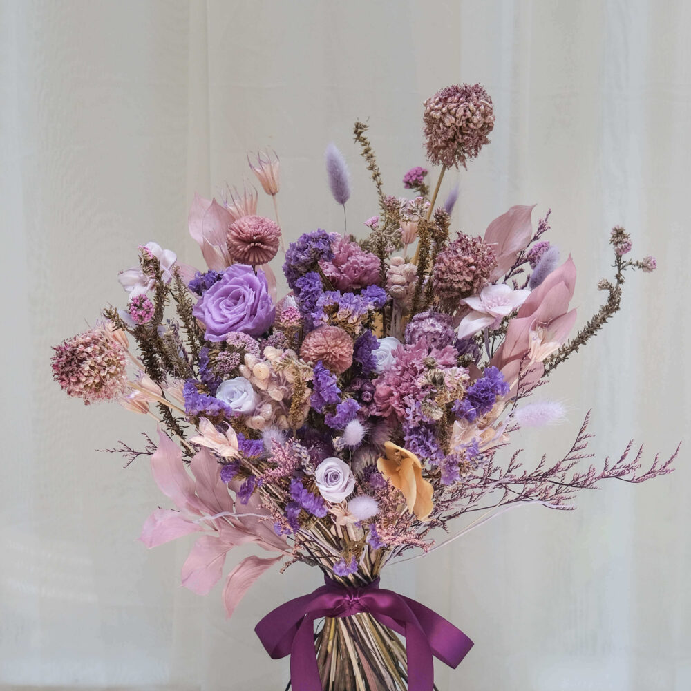 紫愛你 永生花乾燥花 新娘手捧花