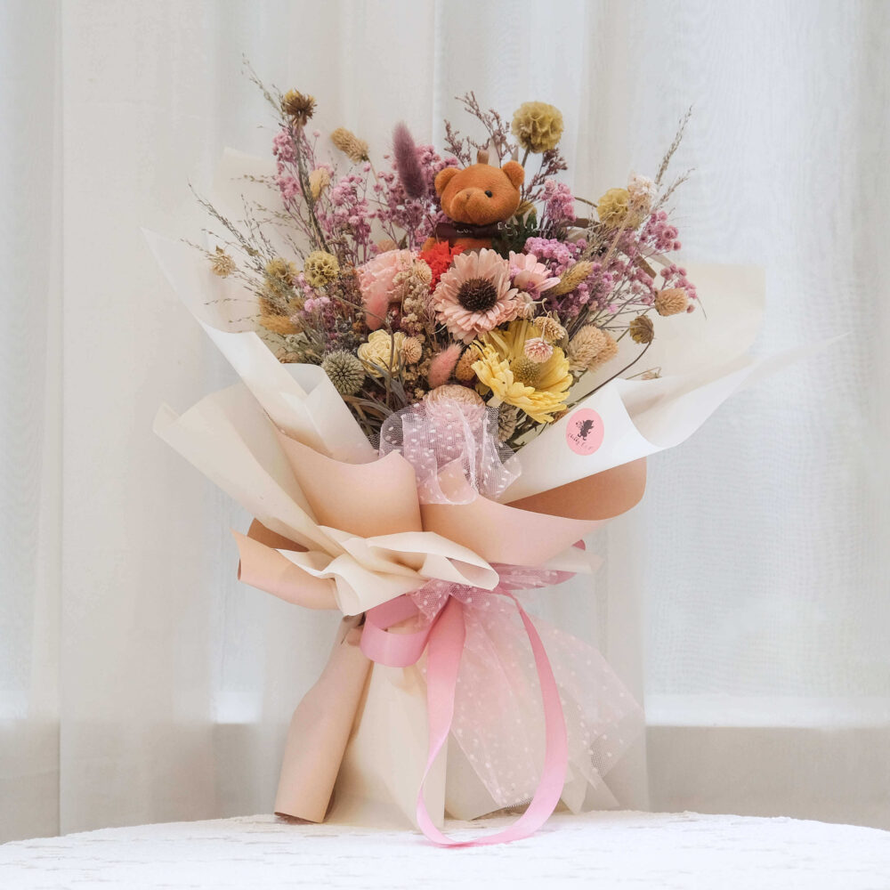 熊愛你 乾燥花束